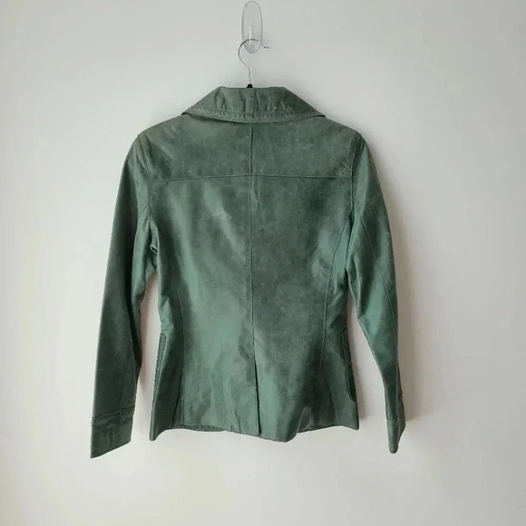 Part two 70's vibe green olive suede leather jacket - Picture 7 of 15